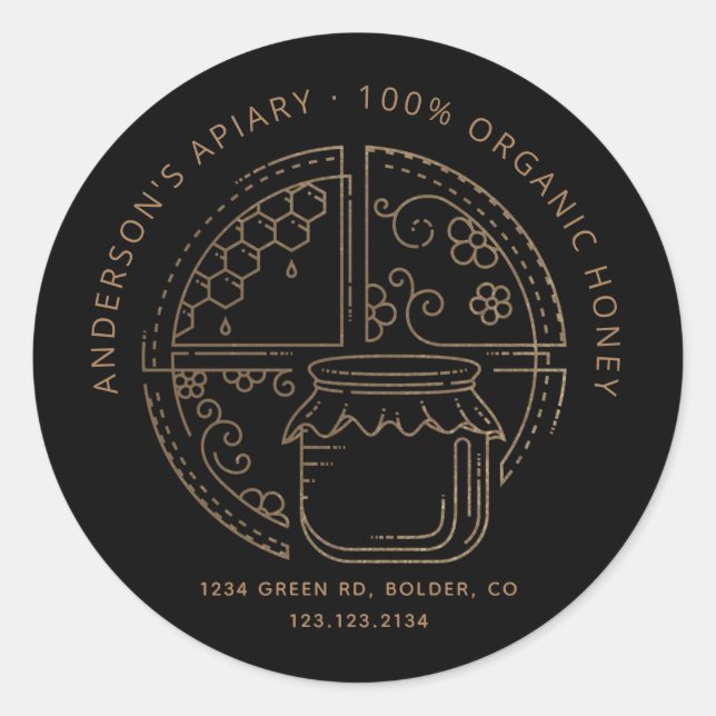 étiquette de bocal de miel moderne (Devant)