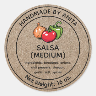 Étiquette de bocal de salsa fait maison Kraft