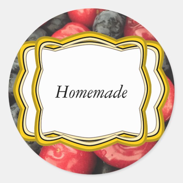 Étiquette de bocaux de bleuets et cerises (Devant)