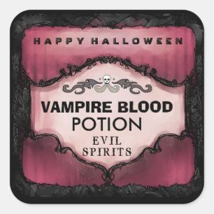 Étiquette de boisson Halloween - Rouge et noir Gra