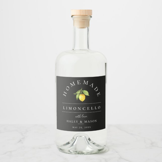 Étiquette de boisson moderne Black Limoncello (Devant)