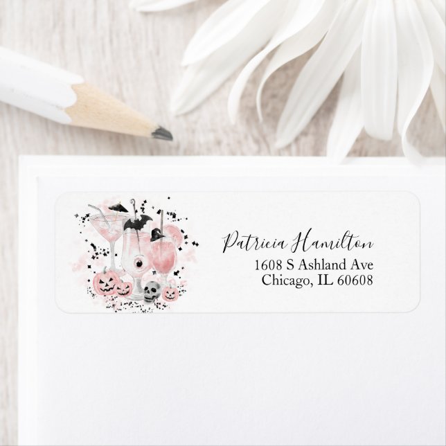 Étiquette de boissons de mariage Halloween avec co (En situation)