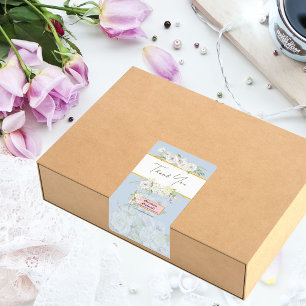 Étiquette de boîte de Merci Floral Rose blanche mo