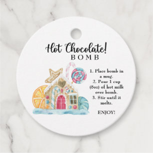 Étiquette de bombe de chocolat chaud. Bombe de cac