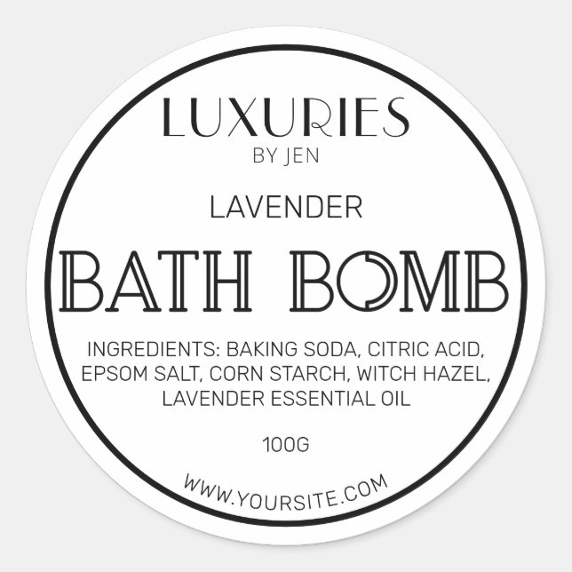 Étiquette De Bombe Noir Et Blanc Chic Bold Moderne (Devant)