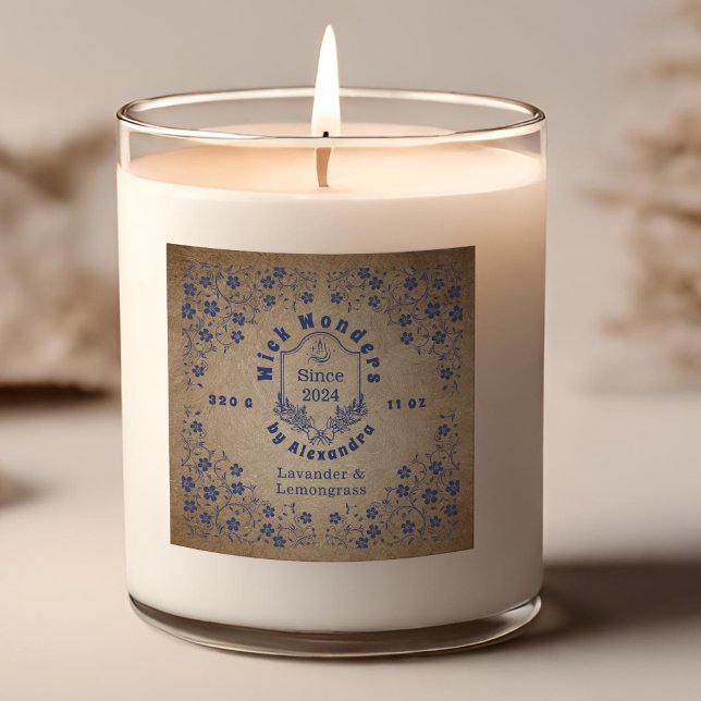Étiquette de bougie de la marine vintage Blue Apot (Créateur téléchargé)