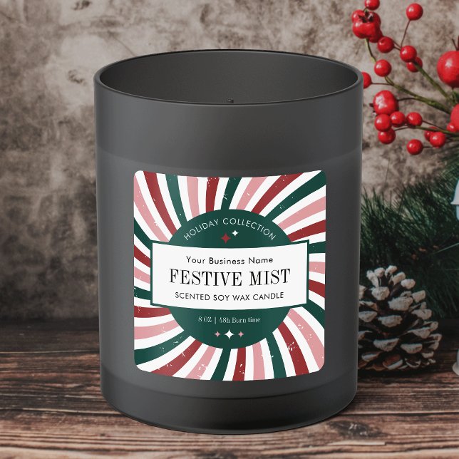 Étiquette de bougie de Noël rétro pour emballage d (Bring back the nostalgia with this retro-inspired Christmas product sticker)