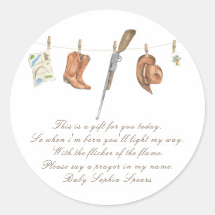 Étiquette de bougie de prière pour baby shower Lit
