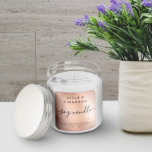 Étiquette de bougie de soja en métal brossé rose