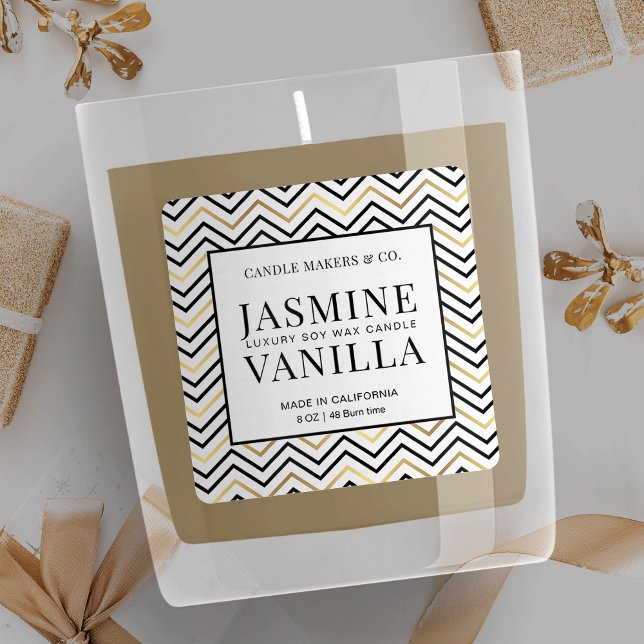 Étiquette de bougie de vacances d'hiver noir et or (Add a special holiday touch to your products with this elegant christmas labels in black and gold)