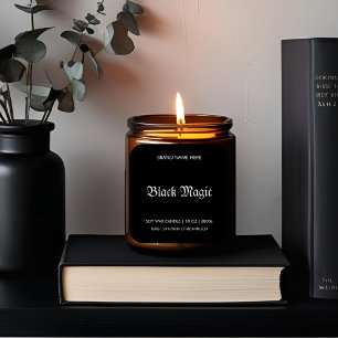 Étiquette de bougie gothique magique noire   Hallo