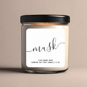 Étiquette de bougie minimaliste blanche moderne si