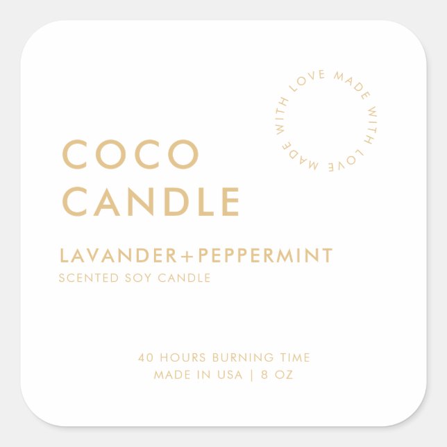 Étiquette de bougie moderne minimaliste (Devant)