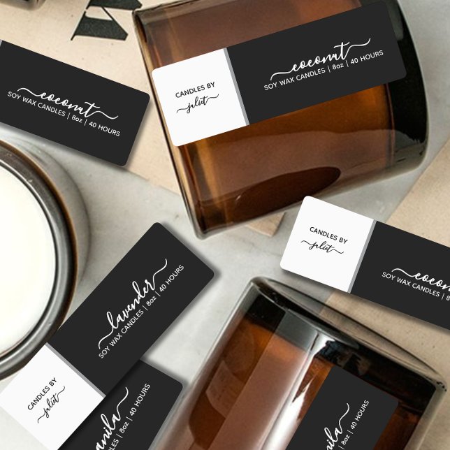 Étiquette de bougie noir et blanc moyen (Créateur téléchargé)