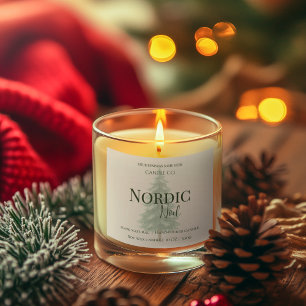 Étiquette de bougie Nordique Noel Pin & Birch