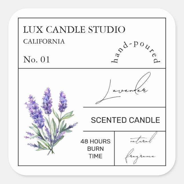 Étiquette de bougie parfumé Apothécaire Lavande (Devant)