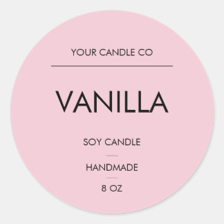 Étiquette de Bougie Rose Minimaliste Ronde – Bougi