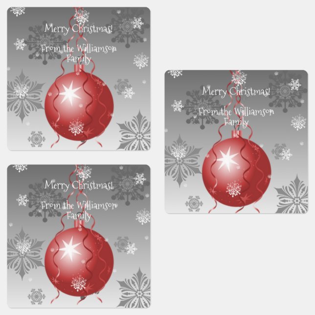 Étiquette de boulangerie de Noël Fancy rouge (Groupe)