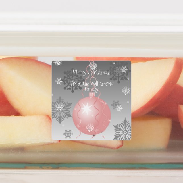 Étiquette de boulangerie de Noël rose fantaisie (Apposé)