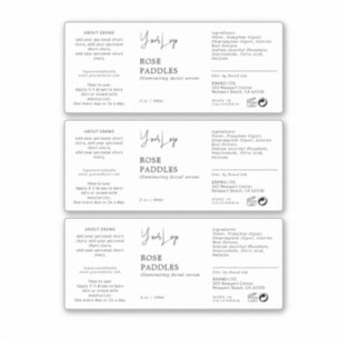 Étiquette de bouteille à goutte cosmétique