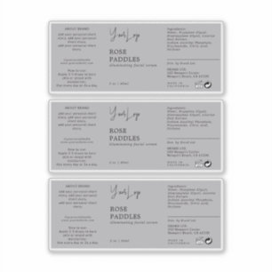 Étiquette de bouteille à goutte cosmétique