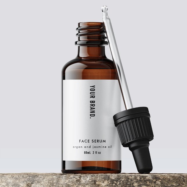Étiquette de bouteille à goutte simple Noir Blanc  (Modern Simple 2 OZ Dropper Bottle Label *verify size to ensure a good fit*)