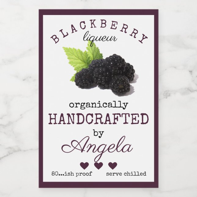 Étiquette de bouteille Blackberry Liqueur fait mai (Étiquettes simples)