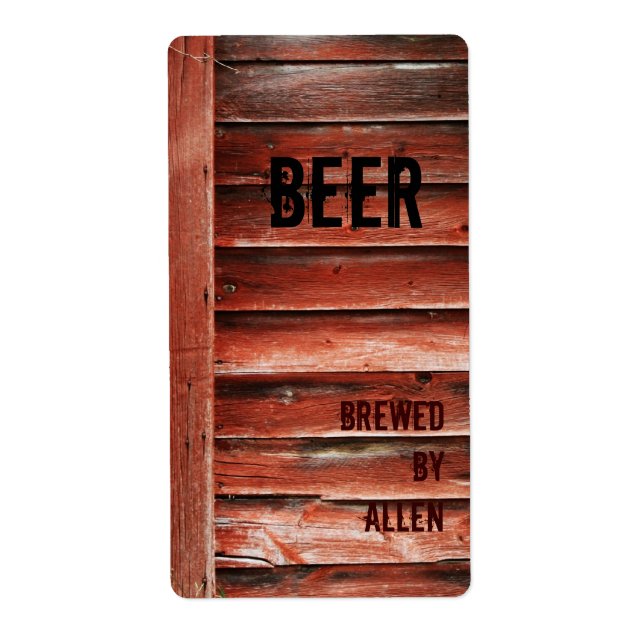 étiquette de bouteille de bière à texture en bois (Devant)