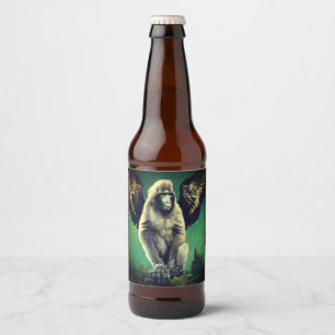 Étiquette de bouteille de bière de singe volant