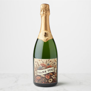 étiquette de bouteille de champagne champ de fleur