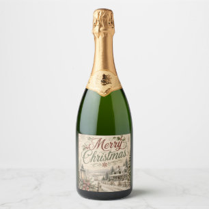 étiquette de bouteille de champagne de Noël de sty