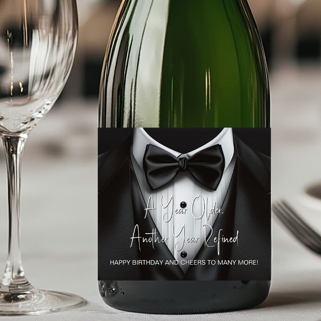 Étiquette de bouteille de champagne Smoking Homme  (Tuxedo champagne labels. Add your text, logo, photo, etc., to personalize for your event.)