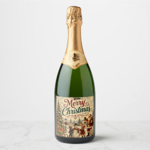 étiquette de bouteille de champagne vintage joyeux
