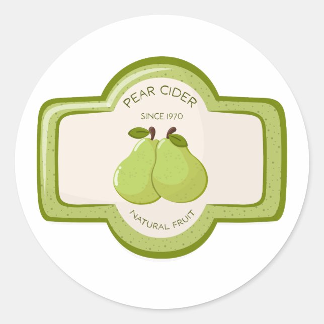 Étiquette de bouteille de cidre de poire (Devant)