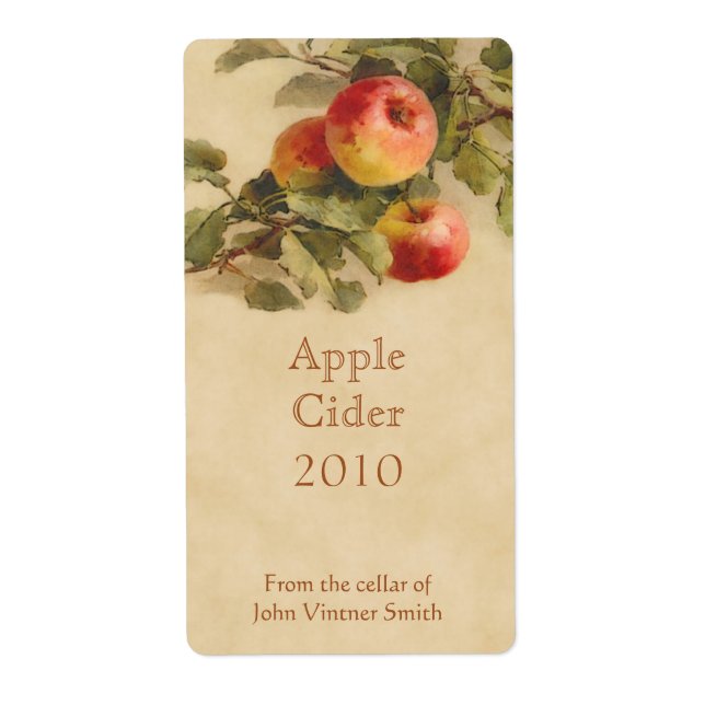 Étiquette de bouteille de cidre de pomme (Devant)