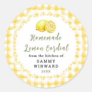 Étiquette de Bouteille de Cordial au Citron Maison