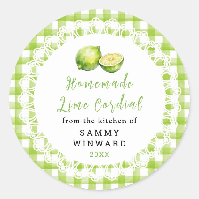 Étiquette de Bouteille de Cordial de Citron Vert F (Devant)