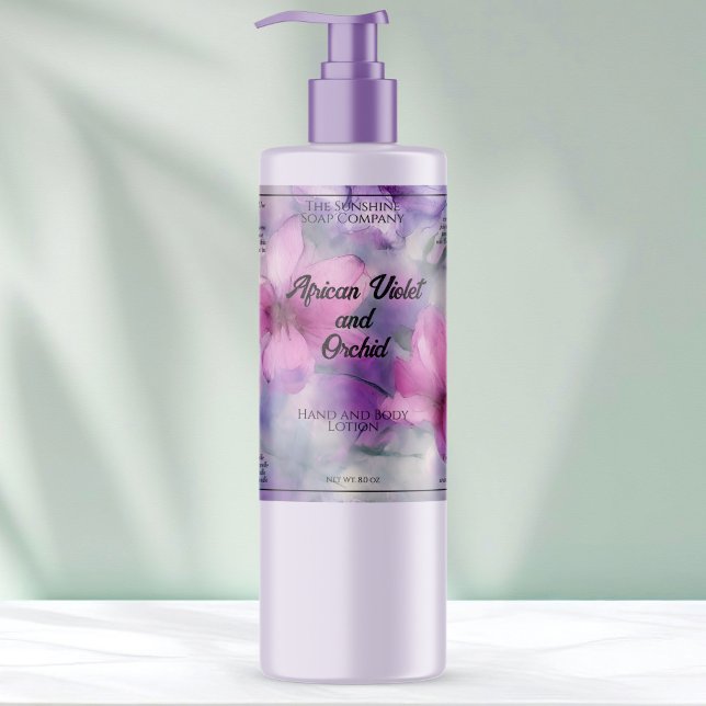 Étiquette de bouteille de cosmétique rose et viole (Créateur téléchargé)