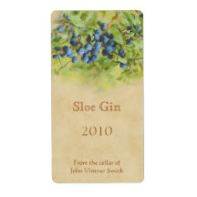 Étiquette de bouteille de gin Sloe