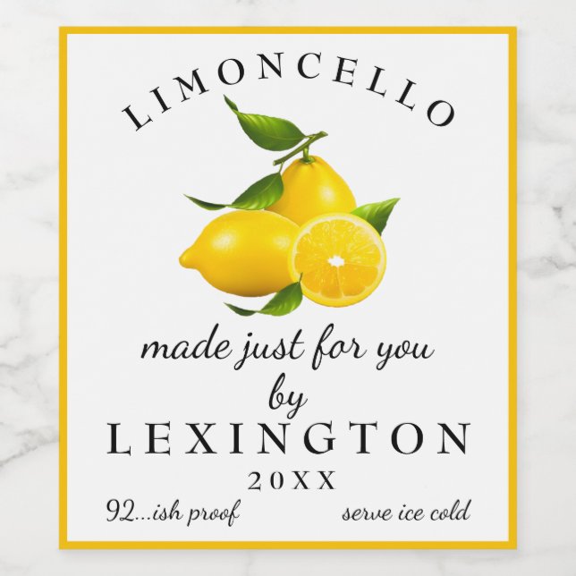 Étiquette de bouteille de grande taille Limoncello (Étiquettes simples)
