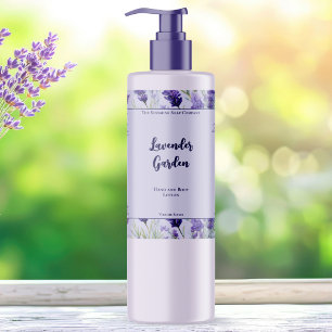 Étiquette de bouteille de lavande à eau violet