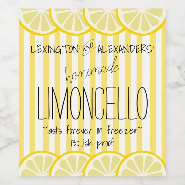 Étiquette de bouteille de Limoncello Jaune amusant (Étiquettes simples)