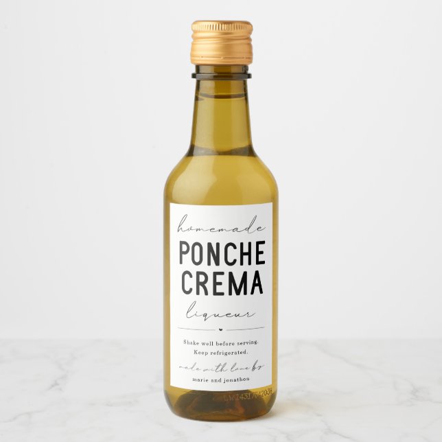 Étiquette de bouteille de liqueur Ponche Crema fai (Devant)
