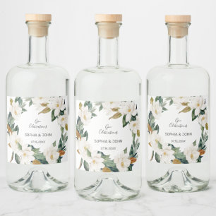 Étiquette de bouteille de Mariage de fleurs blanch