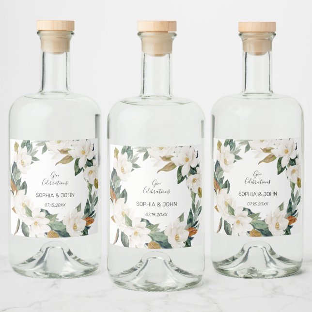 Étiquette de bouteille de Mariage de fleurs blanch (Bouteilles)