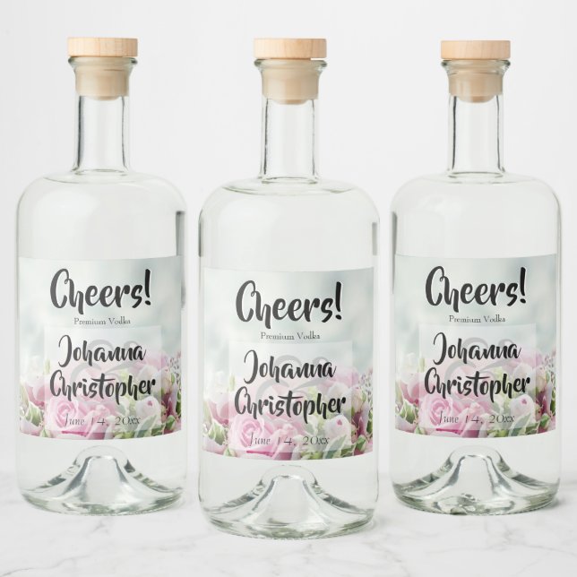 Étiquette de bouteille de Mariage rose Roses (Bouteilles)