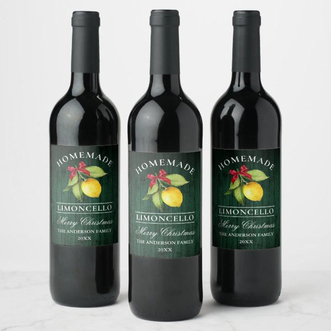 Étiquette de bouteille de Noël en bois vert Limonc (Bouteilles)