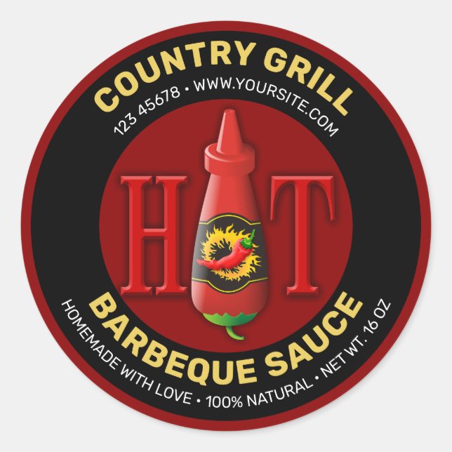 Étiquette de bouteille de sauce chaude (Devant)