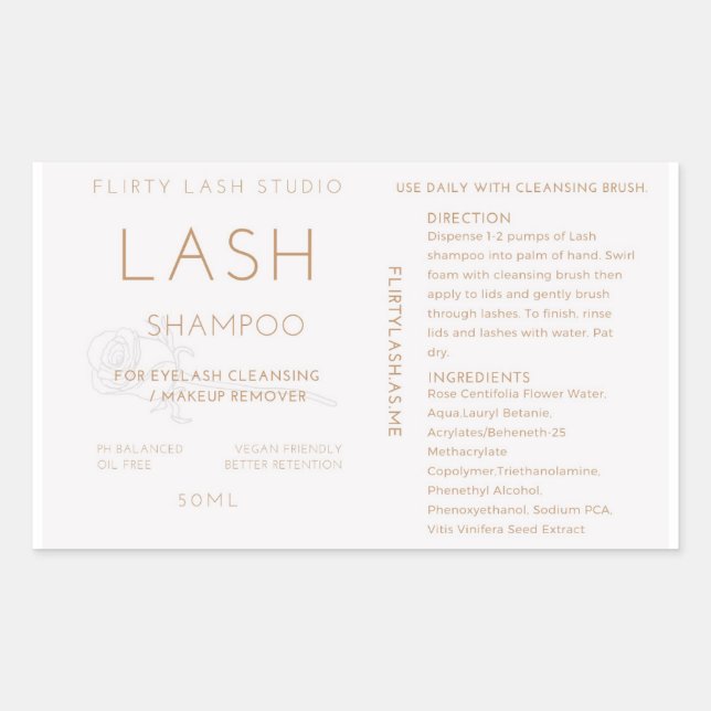Étiquette de bouteille de shampooing Lash (Devant)