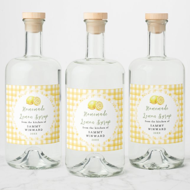 Étiquette de Bouteille de Sirop de Citron Maison (Bouteilles)